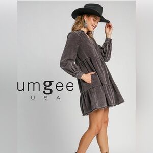 #157. SALE $42 Umgee Mineral Wash Corduroy Dress